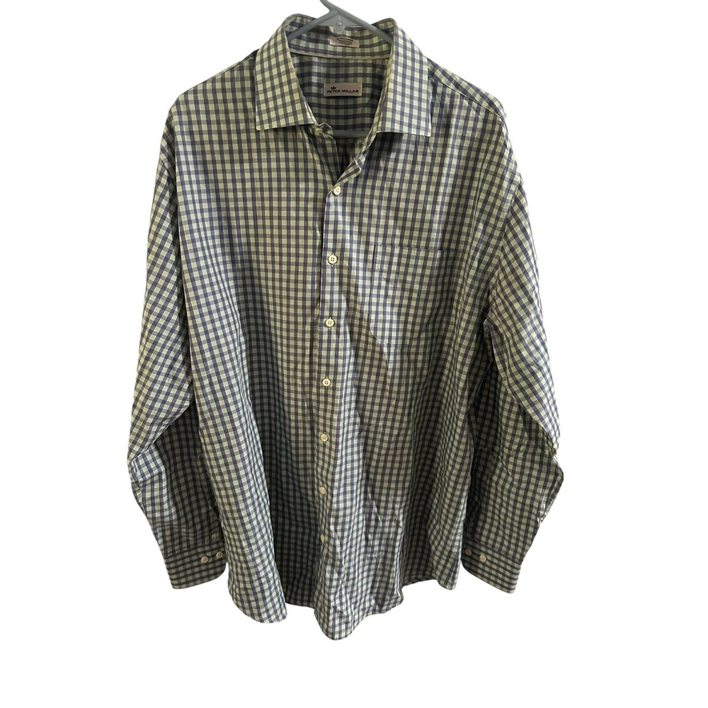 Peter Miller Size XL Green Blue‎ Button Down Checkered Shirt